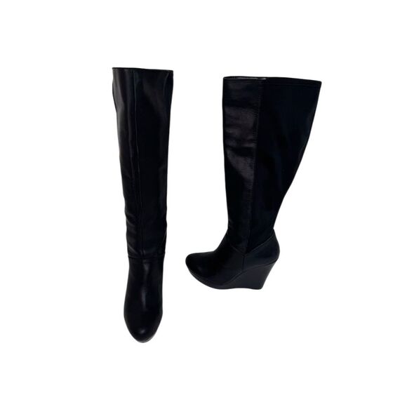 Seychelles Shoes - Seychelles Women's Black Leather Knee High Wedge Boots Size 8